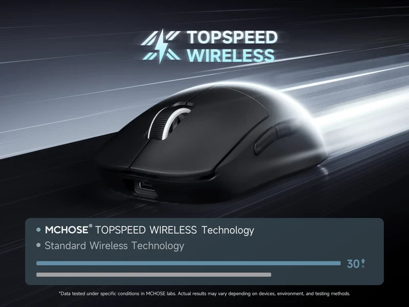 MCHOSE professional gaming mouse A5 V3 Black - Ultralight 8K Wireless Mouse, Omron Mechanical Switches