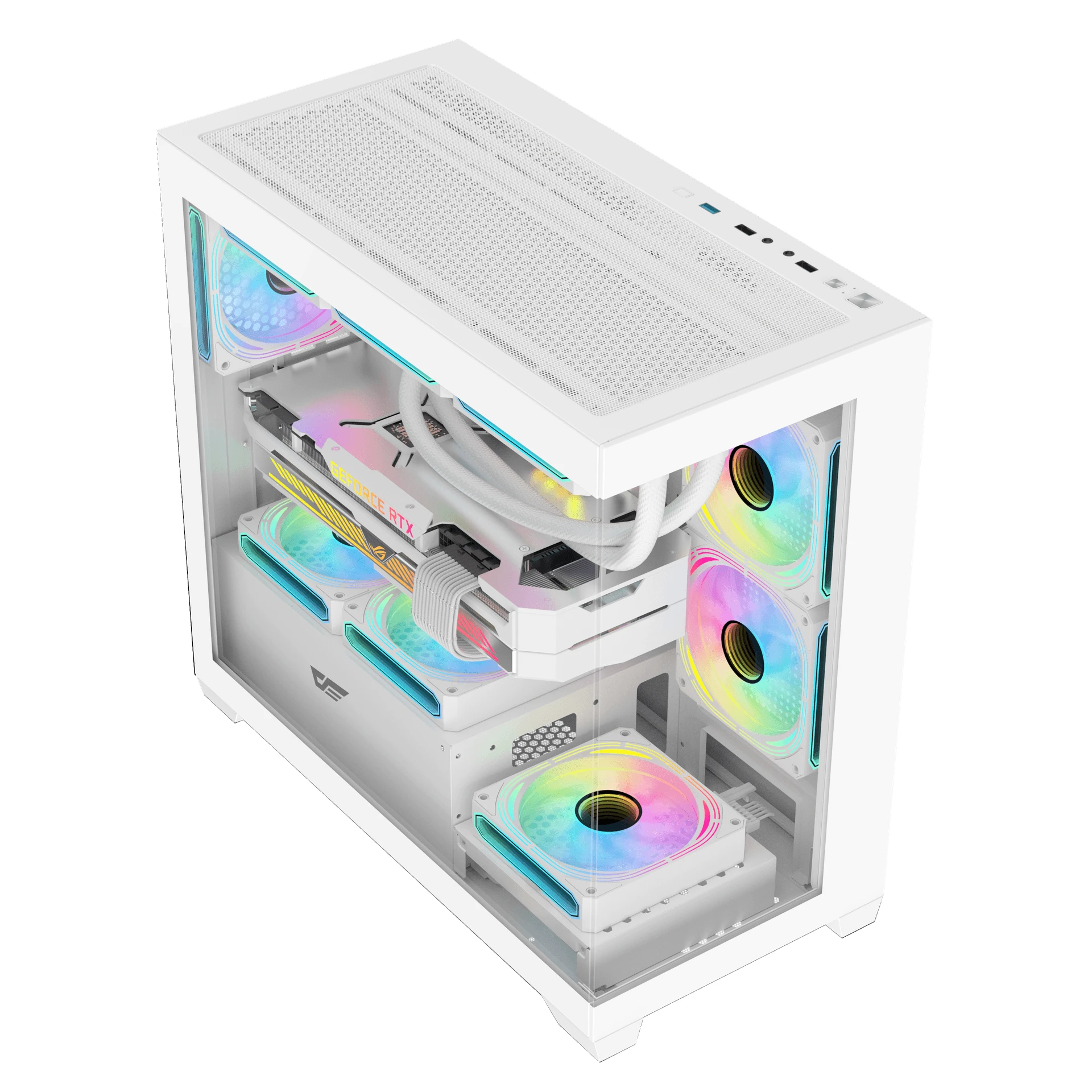 Darkflash кутия Case mATX - DS900M White - 6 x 120 mm Infinity Mirror A-RGB