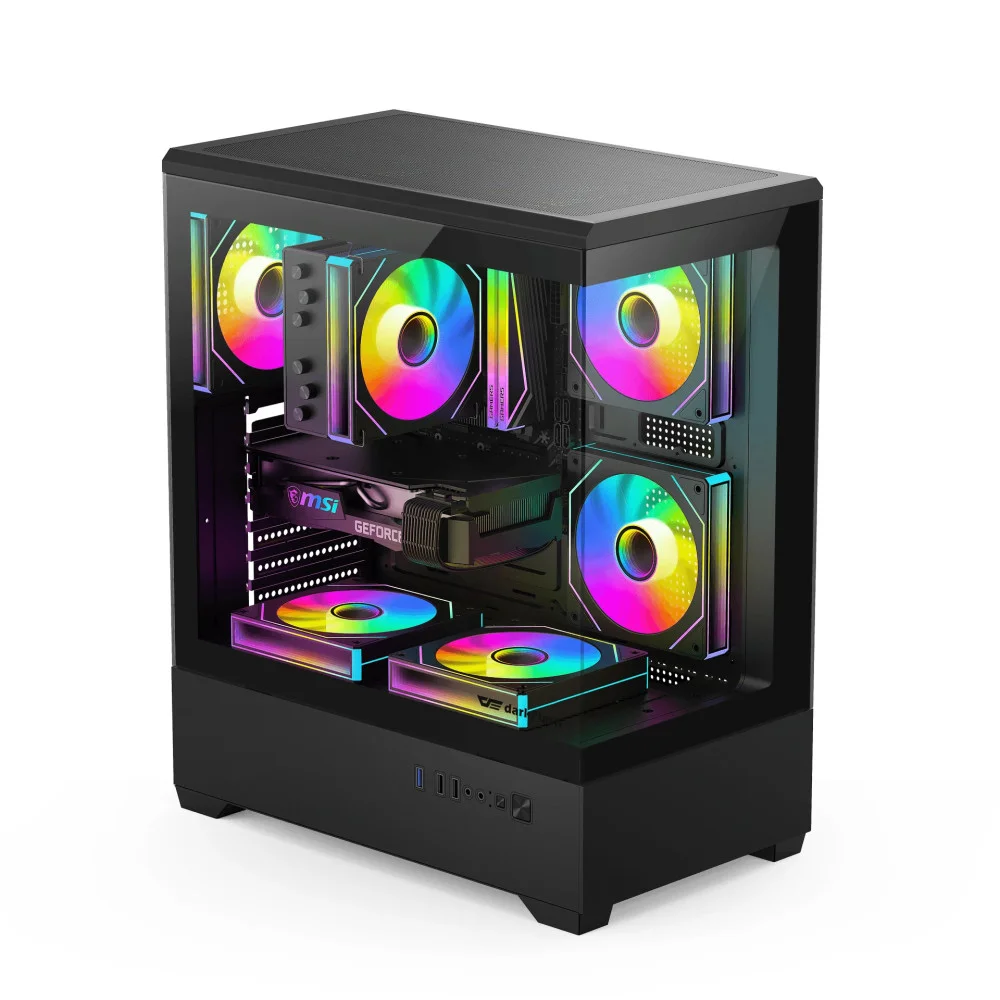 Aigo case Case ATX - C365 Black - 3 x 120 mm A-RGB fans included