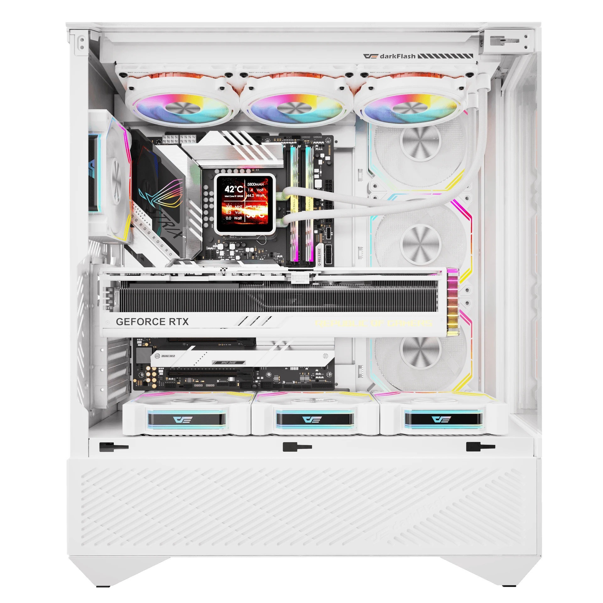 Darkflash case Case ATX - DY460 White - 4 x 120 mm A-RGB fans included, USB-C