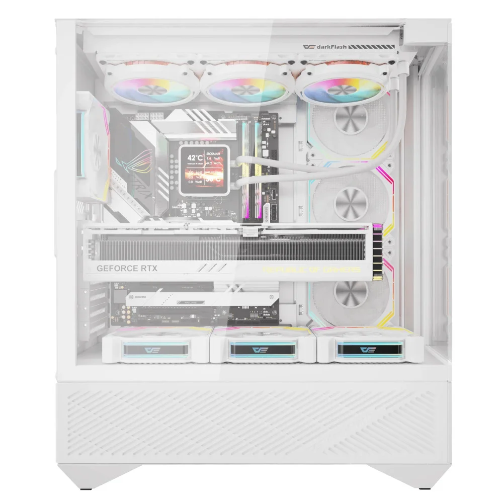 Darkflash case Case ATX - DY460 White - 4 x 120 mm A-RGB fans included, USB-C