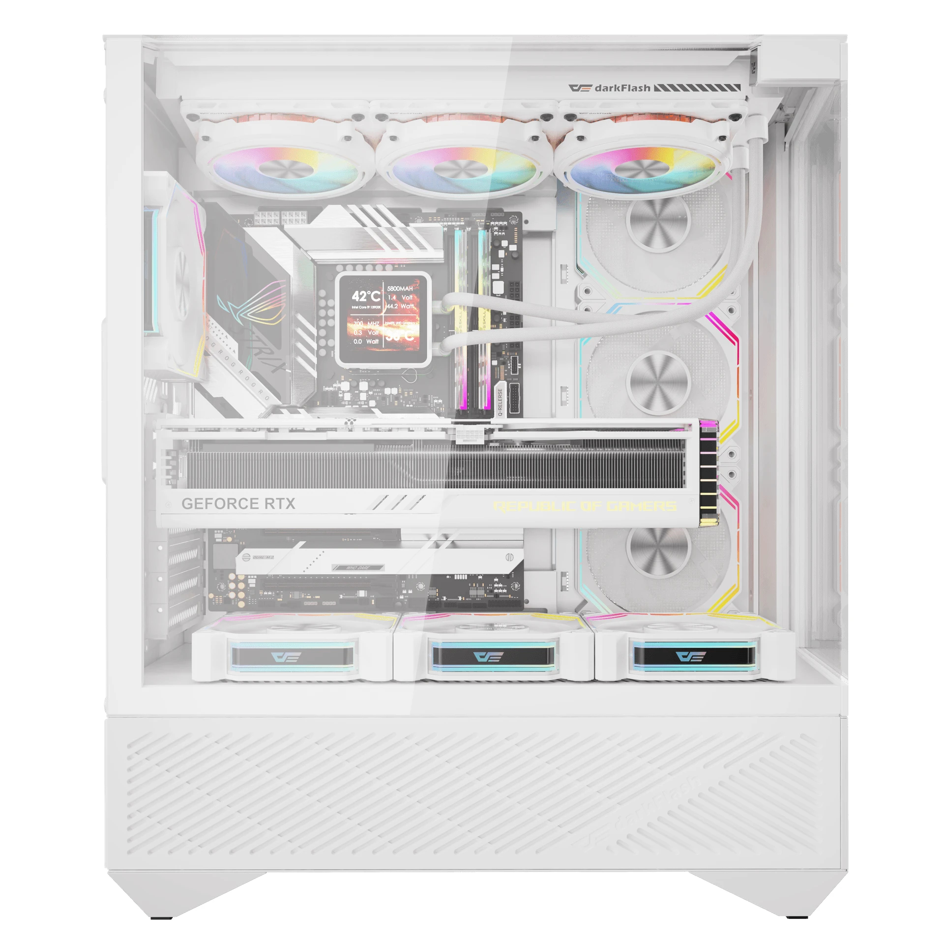 Darkflash case Case ATX - DY460 White - 4 x 120 mm A-RGB fans included, USB-C