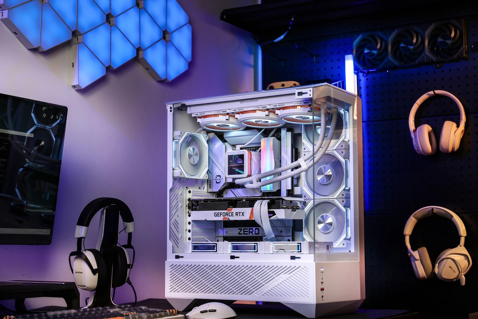 Darkflash case Case ATX - DY460 White - 4 x 120 mm A-RGB fans included, USB-C