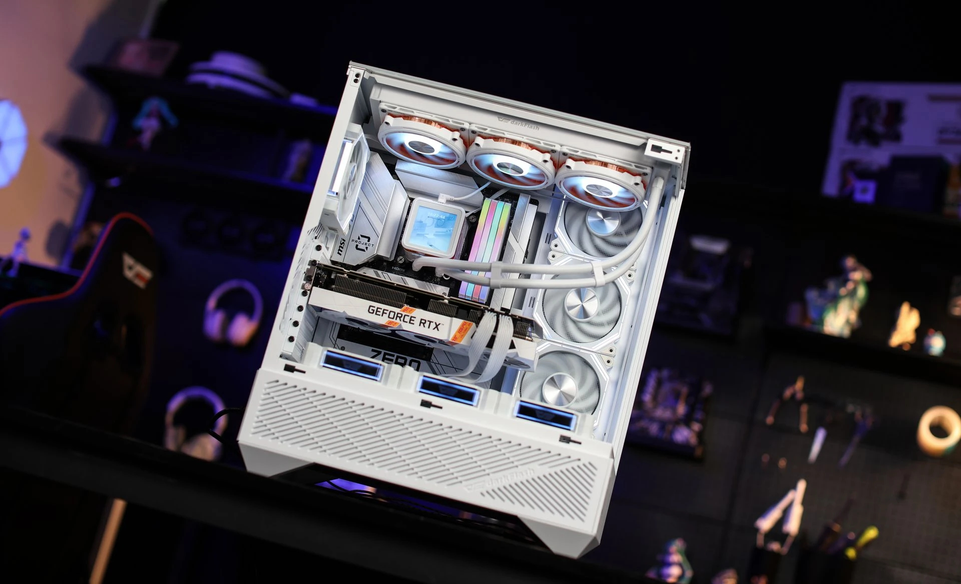 Darkflash case Case ATX - DY460 White - 4 x 120 mm A-RGB fans included, USB-C